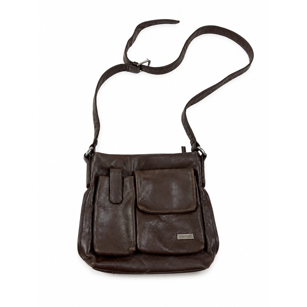 Wilson's Leather Pelle Vintage Y2K Brown Leather Multi Pocket Crossbody Bag